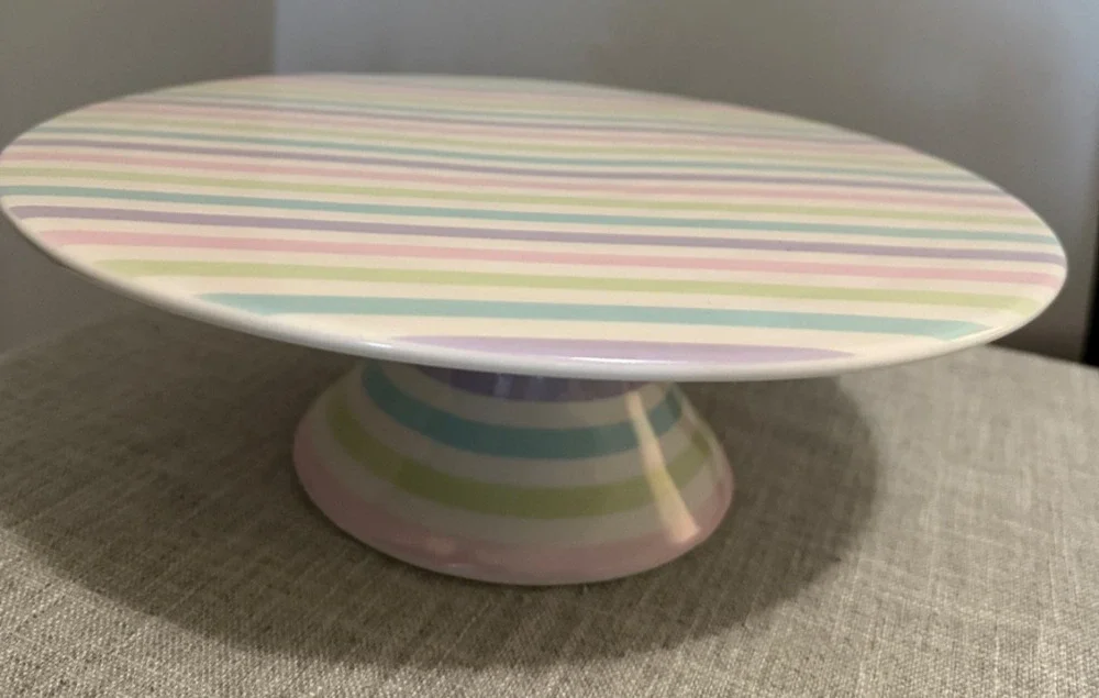 🎂 N D Exclusive Pastel Striped Ceramic Cake Stand • 12